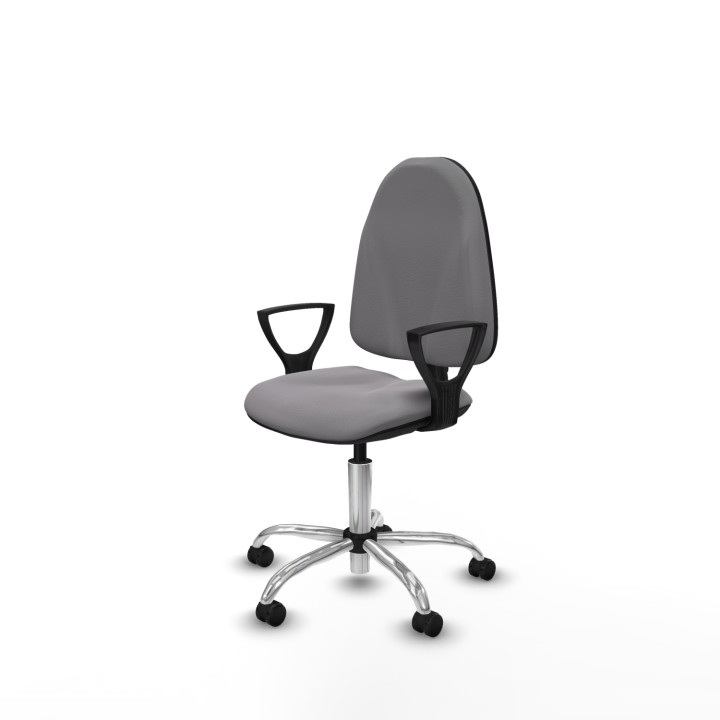 Piqueras y Crespo Algarra CP similpiel gris brazos fijos base cromada ruedas autofrenantes 50mm