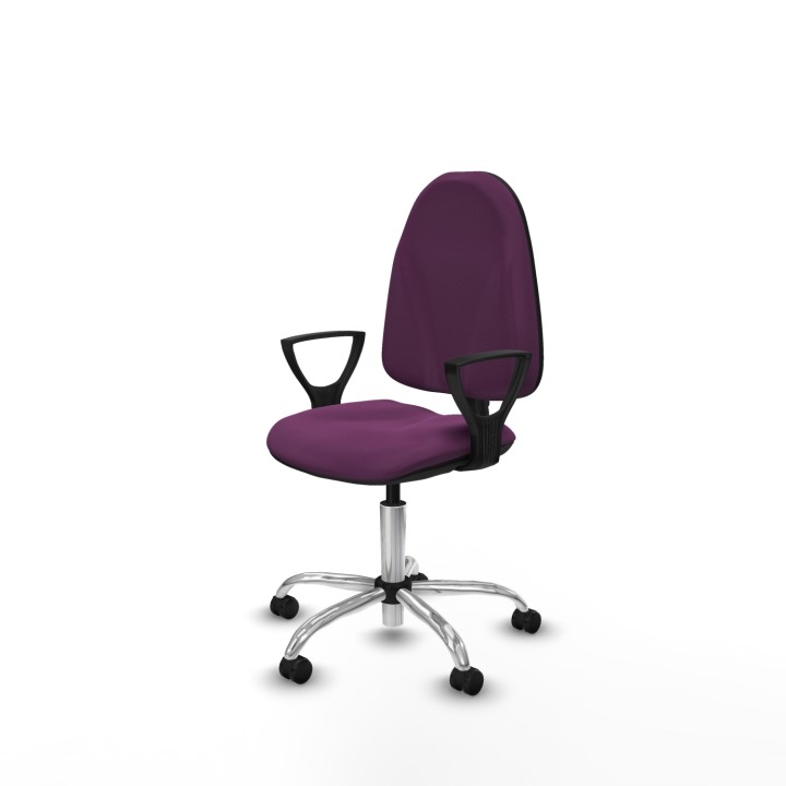 Piqueras y Crespo Algarra CP similpiel morado brazos fijos base cromada ruedas engomadas 50mm
