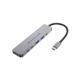 Conceptronic DONN33G base para portátil y replicador de puertos Alámbrico USB 3.2 Gen 1 (3.1 Gen 1) Type-C Plata