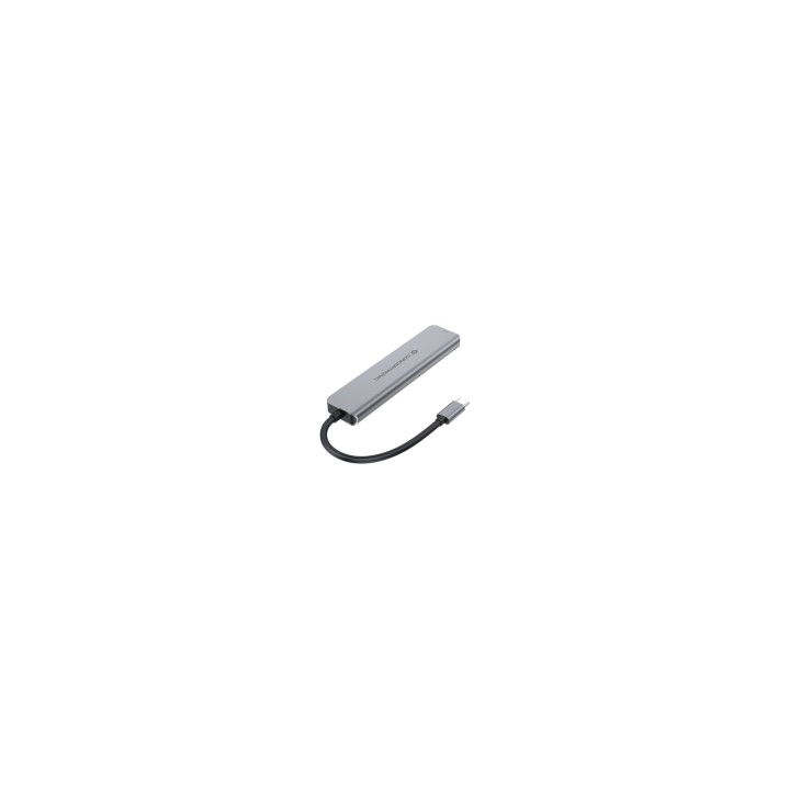 Conceptronic DONN33G base para portátil y replicador de puertos Alámbrico USB 3.2 Gen 1 (3.1 Gen 1) Type-C Plata