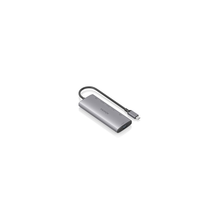 AISENS USB-C Dock 7 en 1, USB-C a 1xHDMI, 1xUSB-A 10G, 2xUSB-C 10G, 1xSD, 1xMicroSD, 1xUSB-C PD 100W, Gris, 20cm