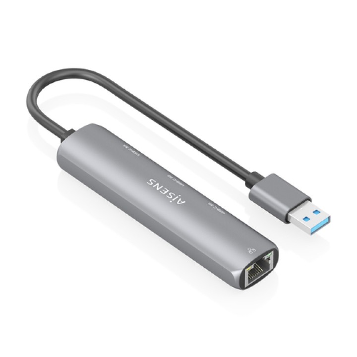 AISENS USB3.0 Dock USB-A A Ethernet Gigabit + Hub 3xUSB-C, Gris, 15cm