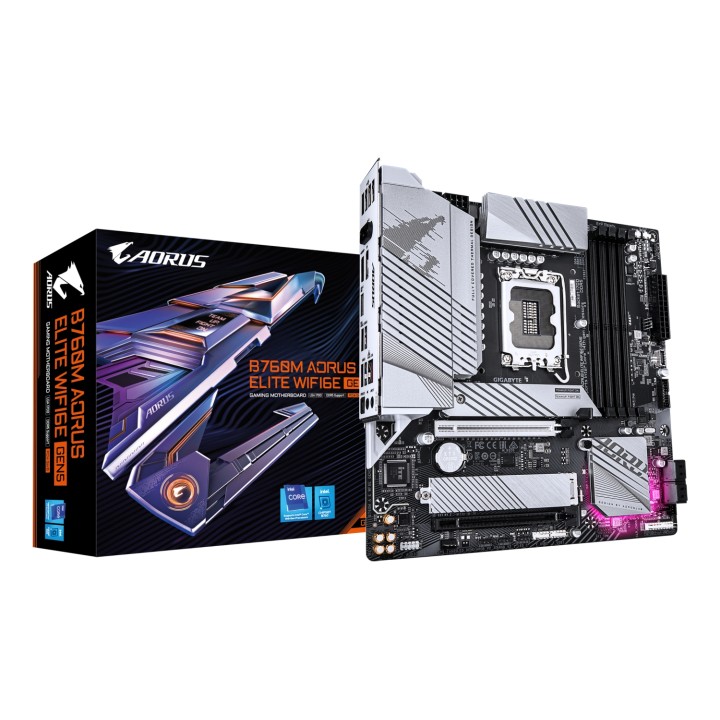 GIGABYTE B760M AORUS ELITE WIFI6E GEN5 Placa Base – Compatible con procesadores Intel Core 14ª generación, VRM digital de