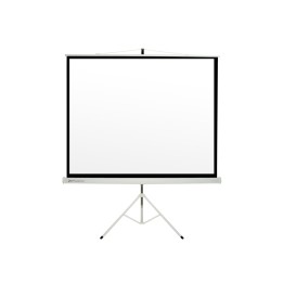 Pantalla manual tripode videoproyector phoenix 80p 1.45mx1.45m posicion ajustable carcasa blanca tela super resistente