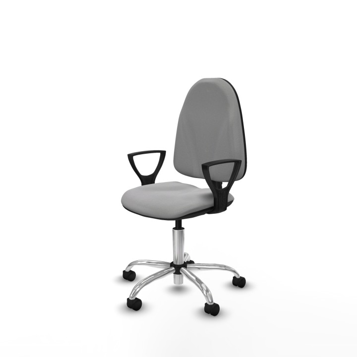 Piqueras y Crespo Algarra CP bali gris claro brazos fijos base cromada ruedas nailon 50mm