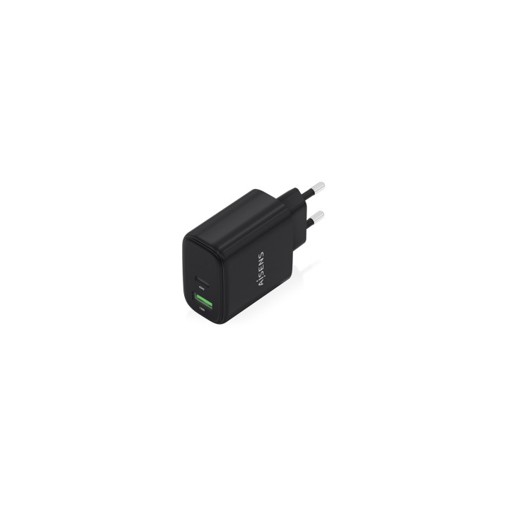 AISENS Cargador GaN 45W, 1xUSB-C PD3.0 QC4.0, 1xUSB-A QC3.0, Negro