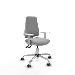 Piqueras y Crespo Elche blanca asincro bali gris claro brazos blancos base cromada ruedas 65mm engomadas
