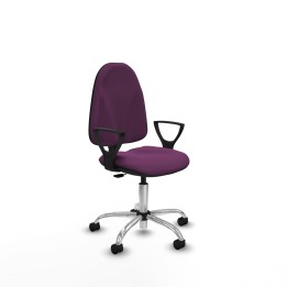Piqueras y Crespo Algarra CP similpiel morado brazos fijos base cromada ruedas nailon 50mm