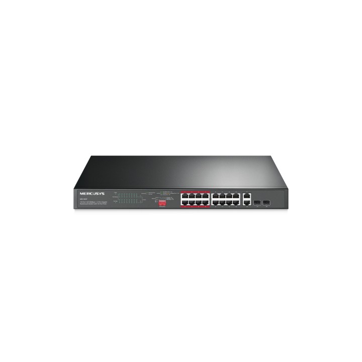 Mercusys 16-PORT 10/100MBPS+ 2-PORT GB RCK 16-PORT POE+ No administrado Fast Ethernet (10/100) Energía sobre Ethernet (PoE)