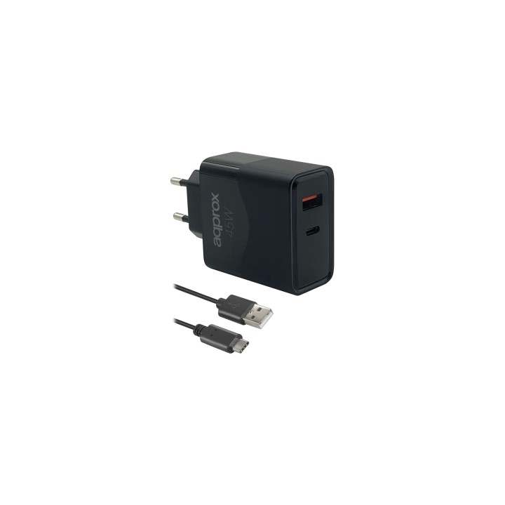 Approx APPUSBWALL45W Cargador 45W QC 1x USB A + 1 x USB C+Cable