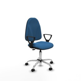Piqueras y Crespo Algarra CP similpiel azul claro brazos fijos base cromada ruedas engomadas 50mm