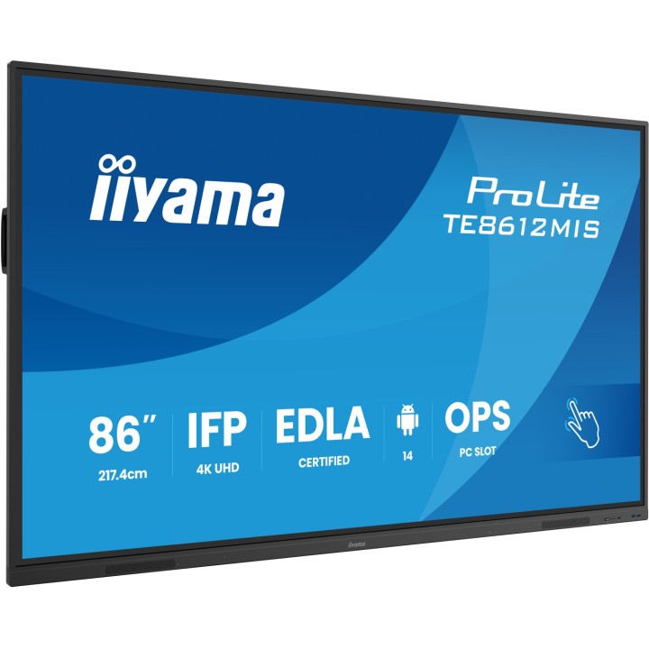 iiyama TE8612MIS-B4AG pantalla de señalización Panel plano interactivo 2,17 m (85.6") LCD Wifi 400 cd / m² 4K Ultra HD Negro