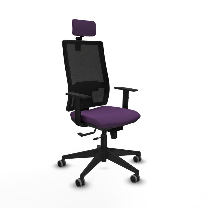 Piqueras y Crespo Horna traslack malla negra bali morado brazos 1D base piramidal cabecero 2D ruedas 65mm engomadas