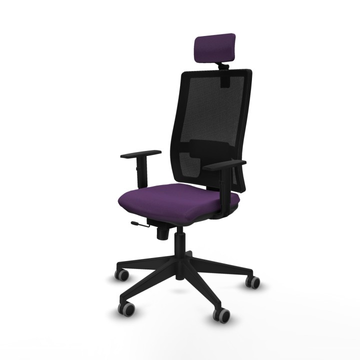 Piqueras y Crespo Horna traslack malla negra bali morado brazos 1D base piramidal cabecero 2D ruedas 65mm engomadas