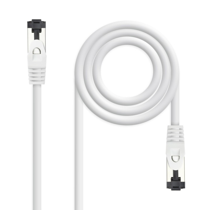 Nanocable Cable de Red Latiguillo Cat.8.1 2GHz LSZH SSTP AWG26, Blanco, 25 cm