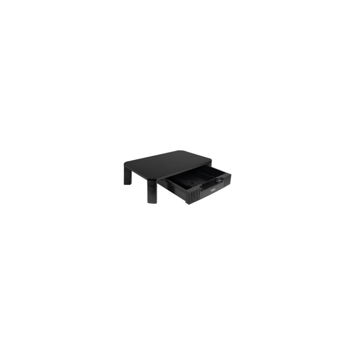 TooQ Soporte Elevador Multiusos con Cajón para Monitor/Portátil, Negro