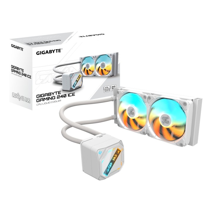 GIGABYTE GAMING 240 ICE Refrigeración Líquida para CPU - 2x120mm Ventiladores ARGB, mecanismo de enclavamiento deslizante,