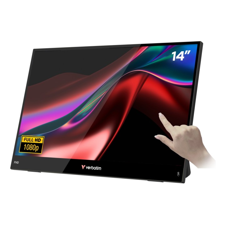 Verbatim Portable 14" FHD Touch Monitor LIGHT Monitor portátil Negro 35,6 cm (14") LCD 1920 x 1080 Pixeles