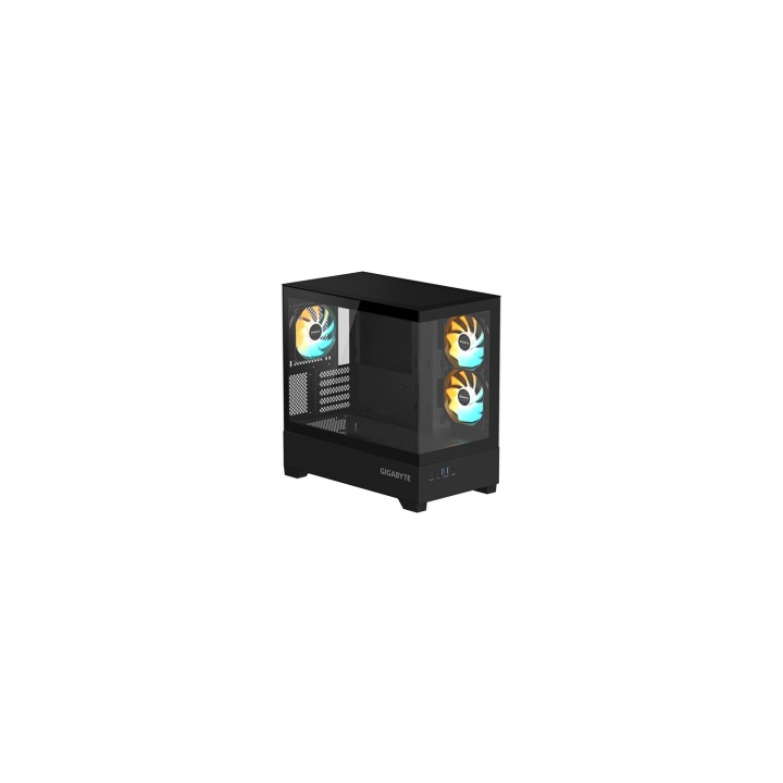GIGABYTE C201 PANORAMIC Caja de PC – Torre Media, m-ATX, soporte para radiador de 360 mm, 3 ventiladores preinstalados, USB