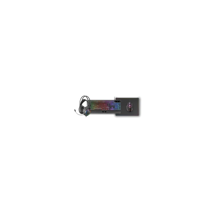 Mars Gaming MCP124PRO, Combo Gaming 4en1, Teclado RGB H-Mech con Reposamuñecas, Ratón RGB 3200DPI y Switches HUANO, Auriculares