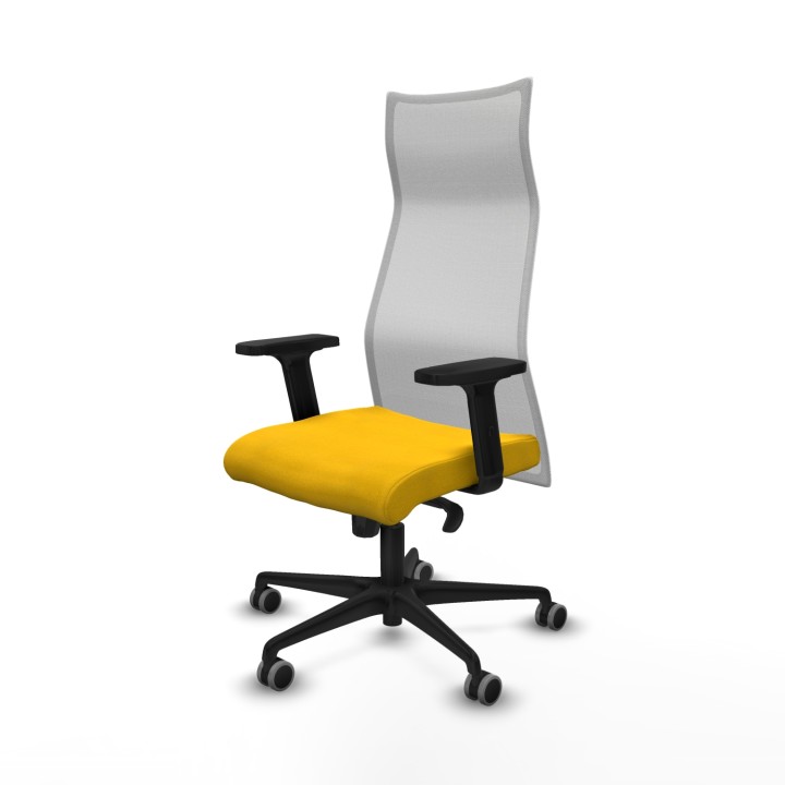 Piqueras y Crespo Albacete malla sincro malla blanca bali amarillo brazos 2D base nailon ruedas 65mm engomadas