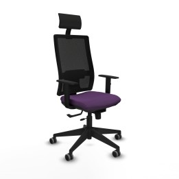 Piqueras y Crespo Horna traslack malla negra bali morado brazos 1D base piramidal cabecero fijo ruedas 65mm engomadas