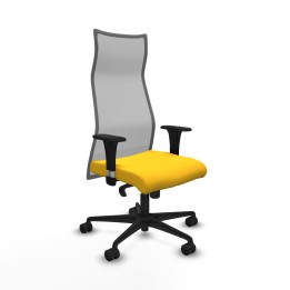 Piqueras y Crespo Albacete malla sincro malla gris similpiel amarillo brazos 1D base nailon ruedas 65 mm nailon