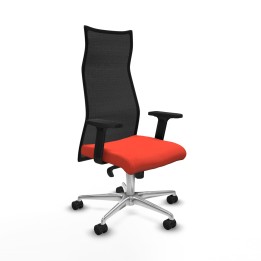 Piqueras y Crespo Albacete malla sincro malla negra bali naranja oscuro brazos 2D base aluminio ruedas 65 mm nailon