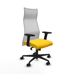 Piqueras y Crespo Albacete malla sincro malla blanca similpiel amarillo brazos 2D base nailon ruedas 65 mm nailon