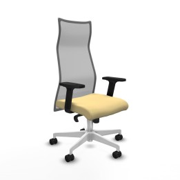 Piqueras y Crespo Albacete malla sincro malla gris similpiel crema brazos 2D base blanca ruedas 65 mm nailon