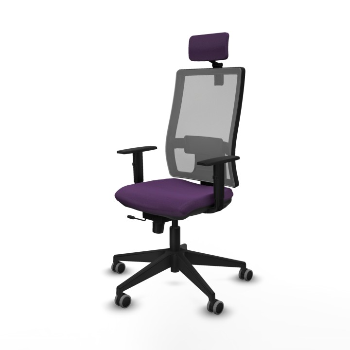 Piqueras y Crespo Horna traslack malla gris bali morado brazos 1D base piramidal cabecero 2D ruedas 65mm engomadas