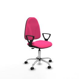 Piqueras y Crespo Algarra CP similpiel rosa brazos fijos base cromada ruedas engomadas 50mm