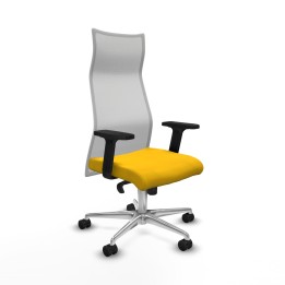 Piqueras y Crespo Albacete malla sincro malla blanca bali amarillo brazos 2D base aluminio ruedas 65 mm nailon