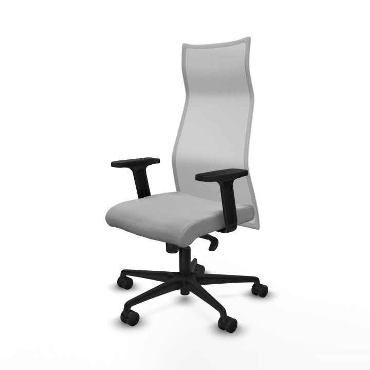 Piqueras y Crespo Albacete malla sincro malla blanca bali gris claro brazos 2D base nailon ruedas 65 mm nailon