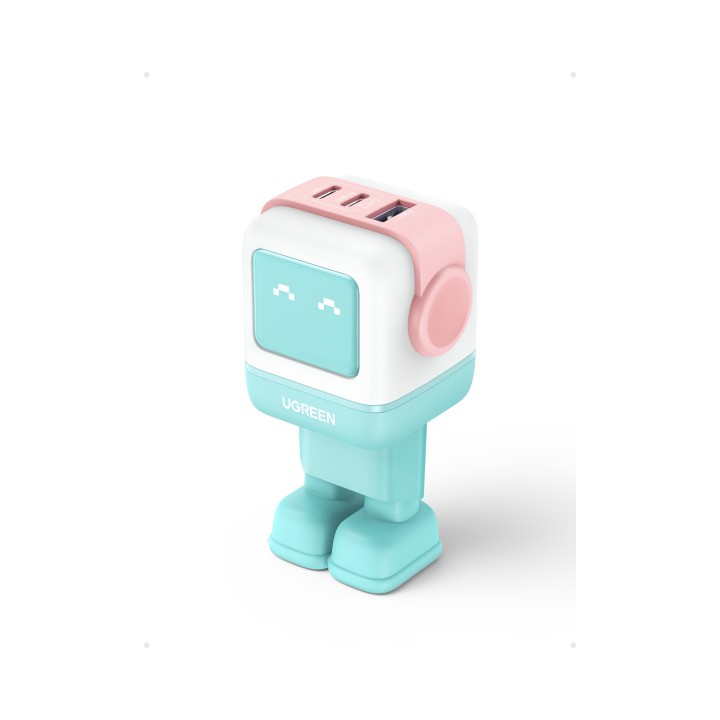 Ugreen Uno RG 65W 3-Port GaN Fast Charger pink blue Ordenador portátil, Teléfono móvil, Portátil, Tableta, Teléfono Azul