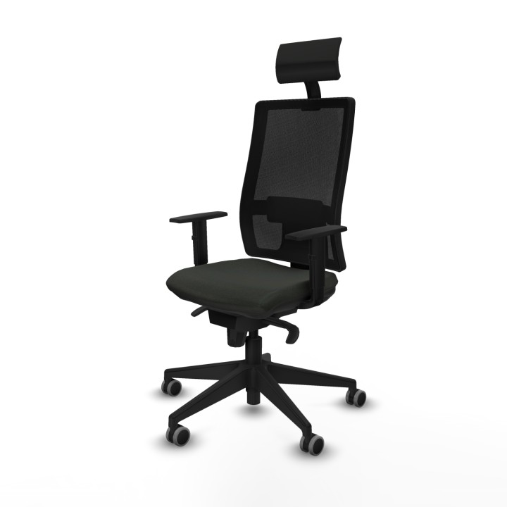 Piqueras y Crespo Horna sincro malla negra bali negro brazos 1D base piramidal cabecero fijo ruedas 65mm engomadas
