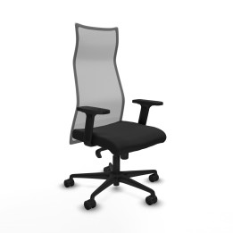 Piqueras y Crespo Albacete malla sincro malla gris similpiel negro brazos 2D base nailon ruedas 65 mm nailon