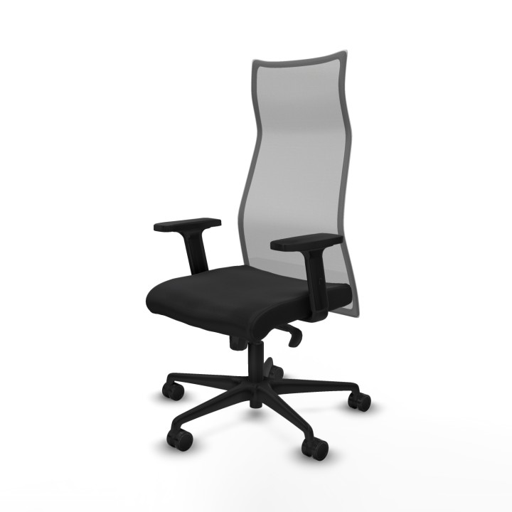 Piqueras y Crespo Albacete malla sincro malla gris similpiel negro brazos 2D base nailon ruedas 65 mm nailon