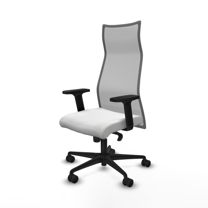 Piqueras y Crespo Albacete malla sincro malla gris bali blanco brazos 2D base nailon ruedas 65 mm nailon