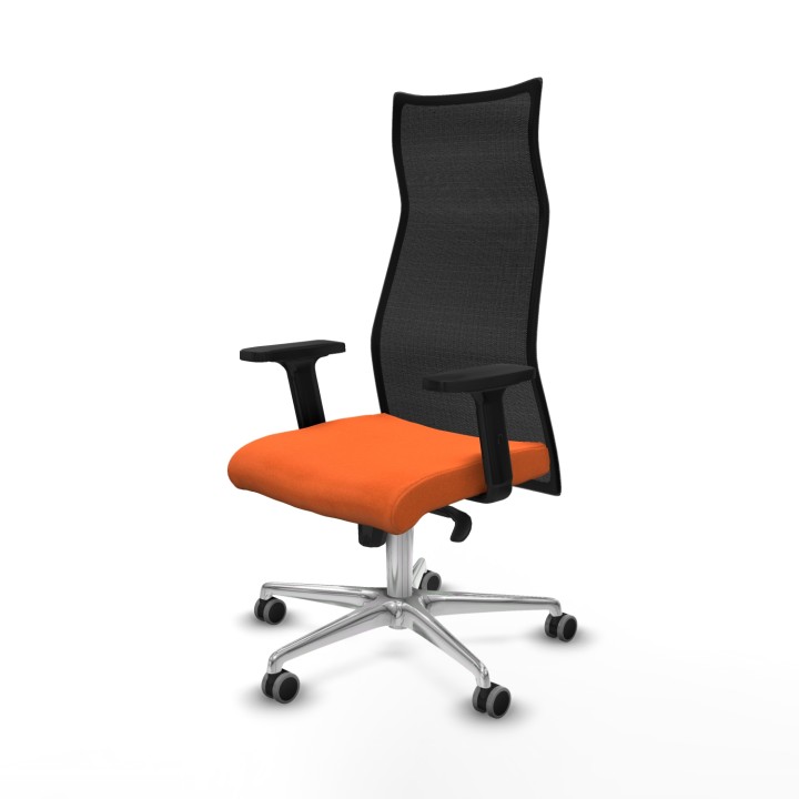 Piqueras y Crespo Albacete malla sincro malla negra bali naranja brazos 2D base aluminio ruedas 65mm engomadas