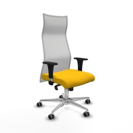 Piqueras y Crespo Albacete malla sincro malla blanca bali amarillo brazos 1D base aluminio ruedas 65mm engomadas