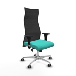 Piqueras y Crespo Albacete malla XL sincro malla negra similpiel turquesa brazos 1D base aluminio ruedas 65mm engomadas