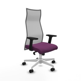 Piqueras y Crespo Albacete malla sincro malla gris similpiel morado brazos 2D base blanca ruedas 65 mm nailon
