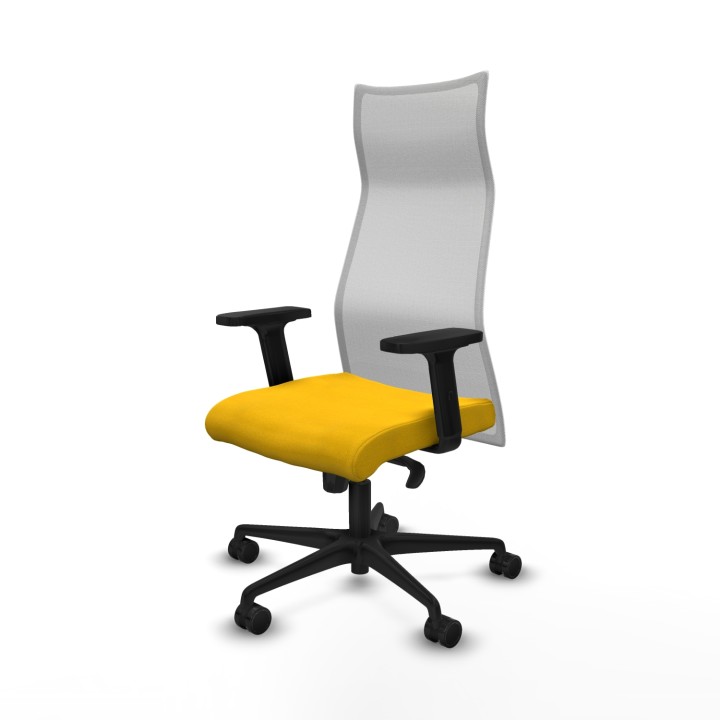 Piqueras y Crespo Albacete malla sincro malla blanca bali amarillo brazos 2D base nailon ruedas 65 mm nailon