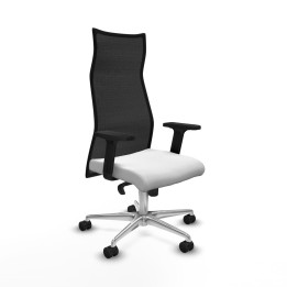 Piqueras y Crespo Albacete malla sincro malla negra bali blanco brazos 2D base aluminio ruedas 65 mm nailon