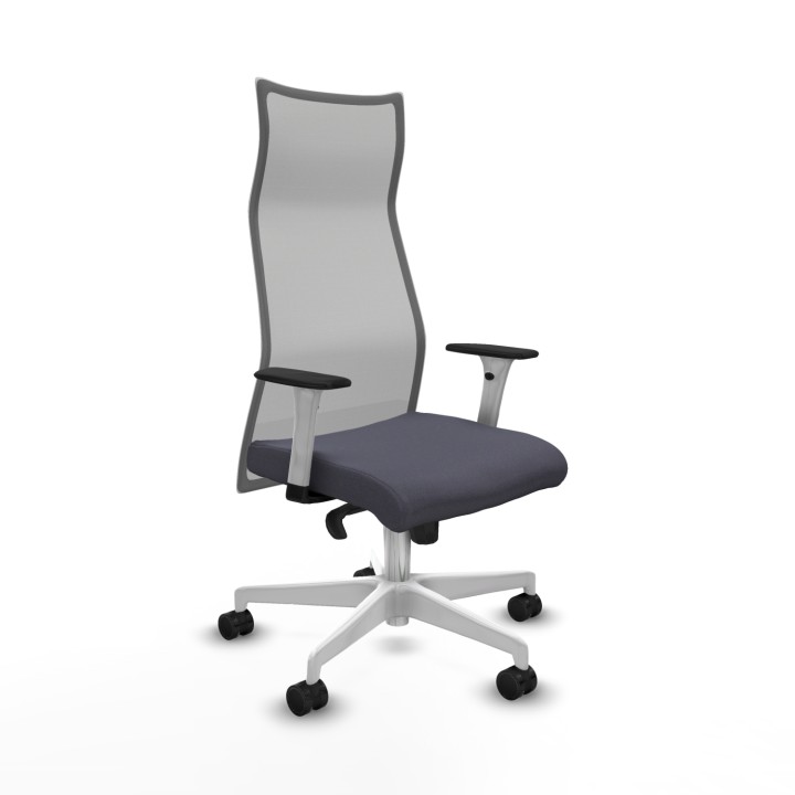 Piqueras y Crespo Albacete malla sincro malla gris bali gris oscuro brazos blancos base blanca ruedas 65 mm nailon