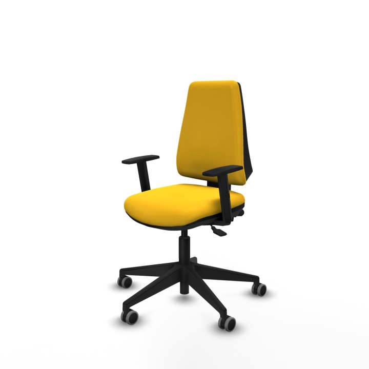 Piqueras y Crespo Elche AS similpiel amarillo brazos 1D base piramidal ruedas engomadas 65mm