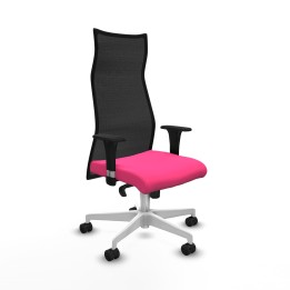 Piqueras y Crespo Albacete malla sincro malla negra similpiel rosa brazos 1D base blanca ruedas 65 mm nailon