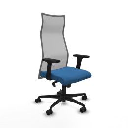 Piqueras y Crespo Albacete malla sincro malla gris similpiel azul claro brazos 2D base nailon ruedas 65 mm nailon