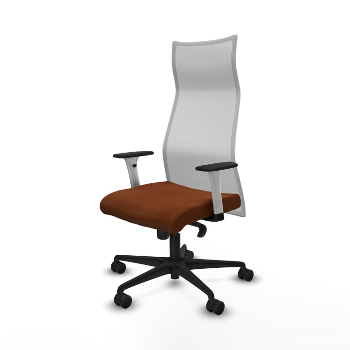 Piqueras y Crespo Albacete malla sincro malla blanca similpiel marrón brazos blancos base nailon ruedas 65 mm nailon